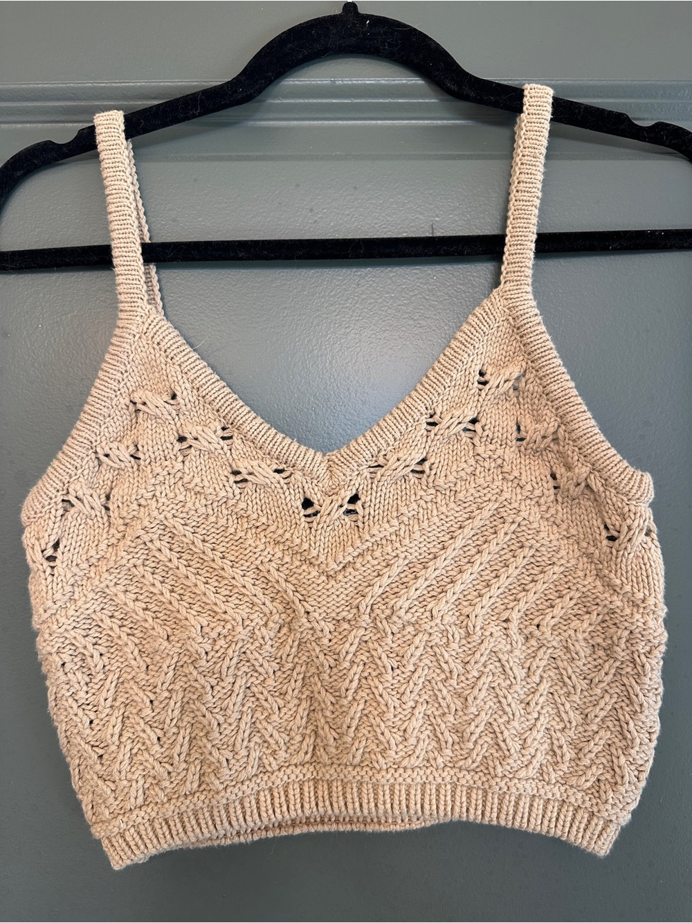 Express, Tan Knit Cropped Sweater Tank